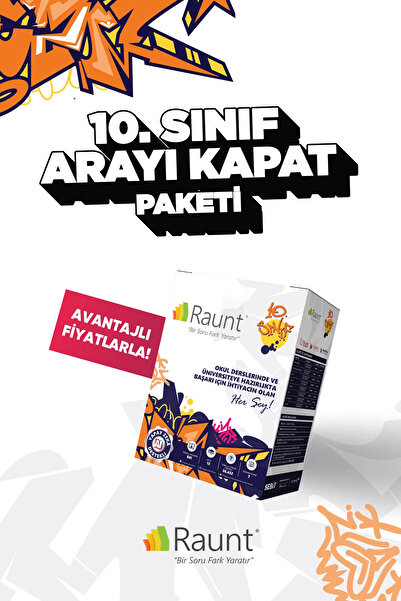 Raunt 10. Sınıf ARAYI KAPAT (13 Kitap, Mobil/Web) Yapay Zekalı, Ders Destek Seti