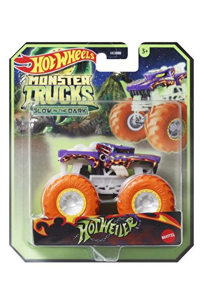 HOT WHEELS MONSTER TRUCK СВЕТЕЩА В ТЪМНОТО КОЛА HOTWEILER МАЩАБ 1:64
