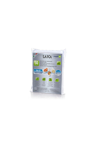 LAICA Tek Tarafı Tırtıklı & Gofrajlı Vakum Torbası 20cm x 28cm - 50 Adet - VT...