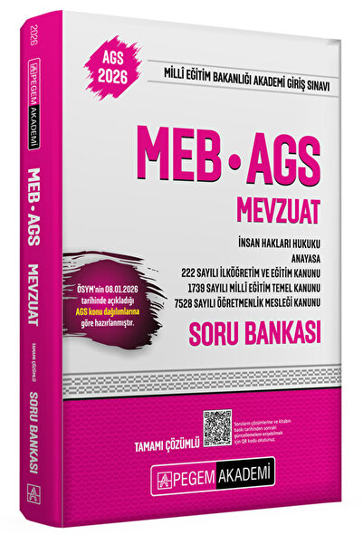 Pegem Akademi Yayıncılık 2026 MEB AGS Soru Bankası Tamamı Çözümlü Mevzuat