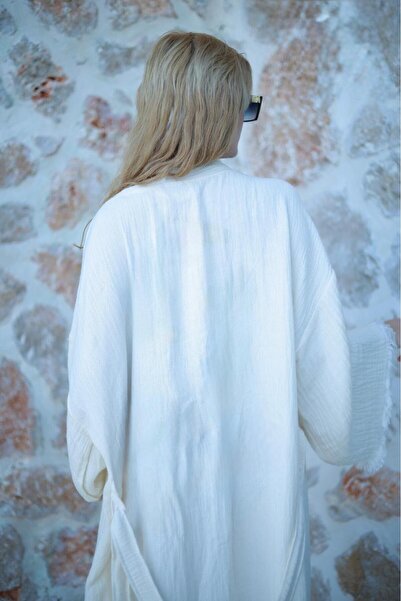 Befera Design Muslin Kimono 100% Cotton Patternless Bathrobe Kaftan Dressing ...