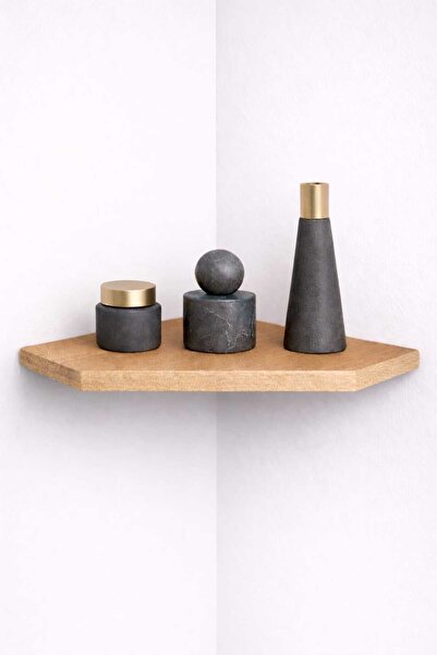 iDekor Köşeli Duvar Rafı 25x25 cm | Geniş Kullanım Alanlı | 5 Köşeli Köşe Rafı