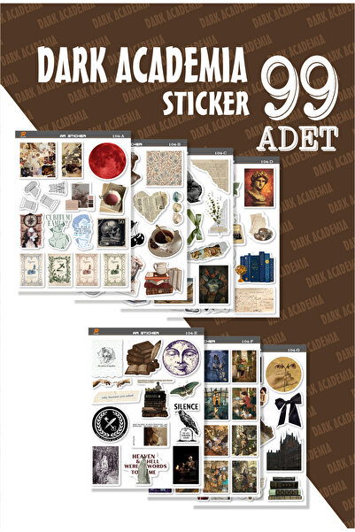 AR Sticker -Vintage Dark Academia Sticker Seti – Klasik Sanat, Edebiyat ve Es...