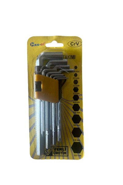 Maxel Max-El 9 Piece Short Allen Key Set - 2 mm - 5 mm - 3 mm - 4 mm