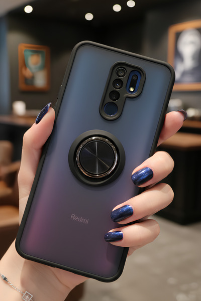Hatreds Xiaomi Redmi 9 İçin Kamera Korumalı Yüzüklü Kılıf - Leke Tutmaz Mat v...