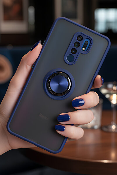 Hatreds Xiaomi Redmi 9 İçin Kamera Korumalı Yüzüklü Kılıf - Leke Tutmaz Mat v...