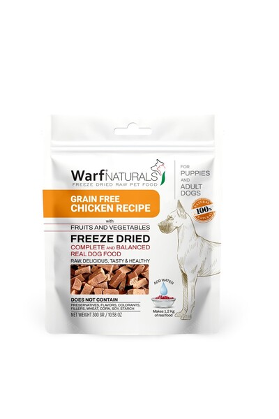 Warf Naturals Freeze Dried Köpek Maması - Tavuk Etli 300 gr X 3 Paket %100 Do...