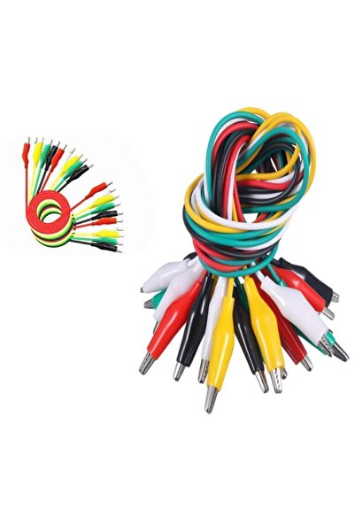 Genel Markalar 50cm 10 Adet Krokodil Soketli Kablo Çift Taraflı Timsah Kıskaç...