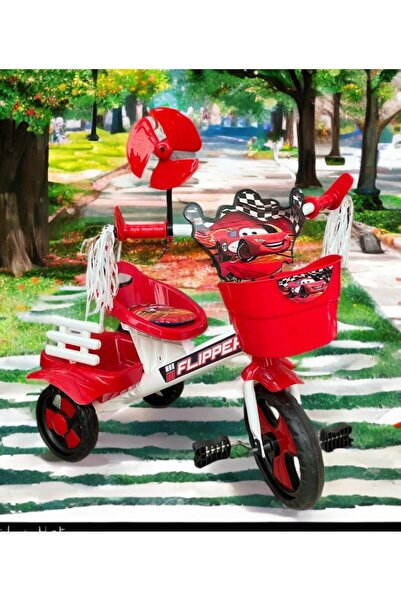 Fiesta Kırmızı 3 Tekerli YUMUŞAK MİNDERLİ PERVANELİ PÜSKÜLLÜ Çocuk bisikleti ...