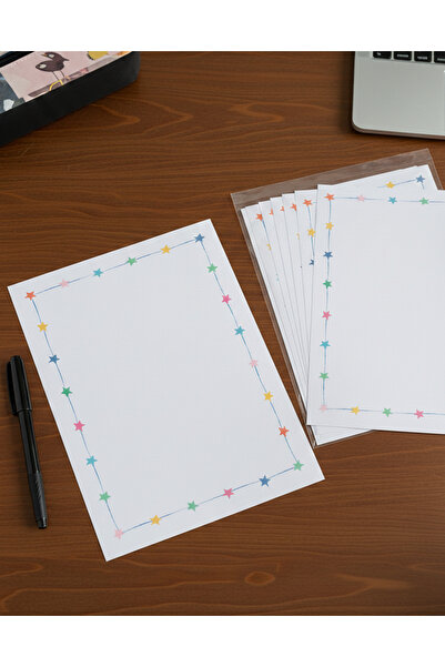 NEOWAVE DESIGN Renkli Kenarlı A4 Mektup Not Kağıdı