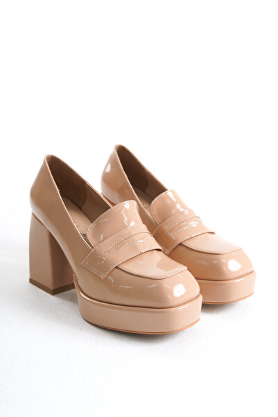 Ayakkabı Ateşi Loafer de damă cu platformă și toc gros Harrie Nude din piele ...