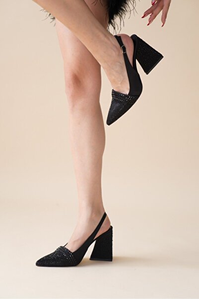 Ayakkabı Ateşi Pantofi cu toc cu design Black Stone Riena