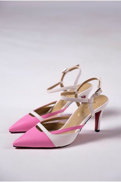 Ayakkabı Ateşi Pink Skin White Skin Дамски обувки със специален дизайн на ток...