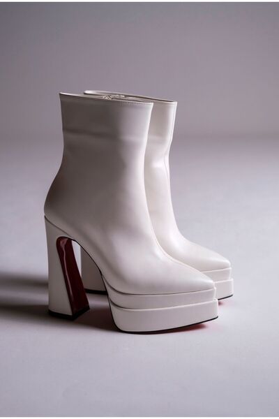 Ayakkabı Ateşi Piele albă Platformă dublă Design special Pantofi de barcă pen...