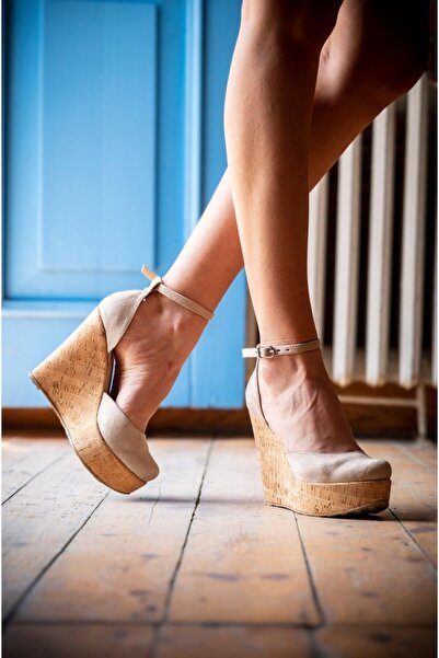 Ayakkabı Ateşi Pantofi de damă cu toc cu pană din piele de plută Becca