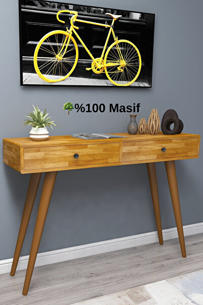 WOODFACE Tesla Vestiyer Raf 2 Çekmeceli 110x30 Doğal Ahşap Çok Amaçlı Kullanı...