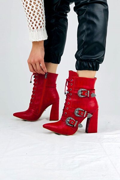 Ayakkabı Ateşi Червоні жіночі черевики та ботильйони