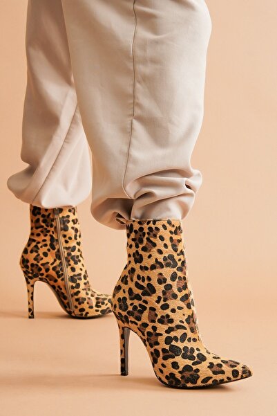 Ayakkabı Ateşi Halden Leopar Topuklu Kadın Bot