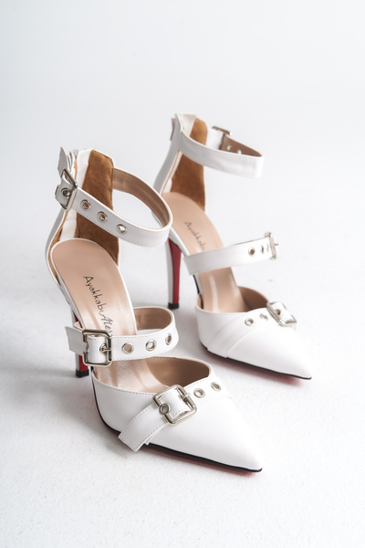 Ayakkabı Ateşi Γυναικεία παπούτσια με τακούνι White Skin Stiletto Sansa