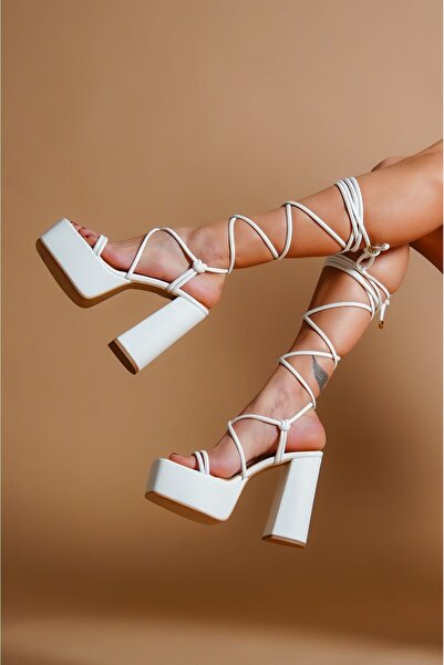 Ayakkabı Ateşi Γυναικεία παπούτσια Harper Platform - Λευκά με δερμάτινα λεπτο...
