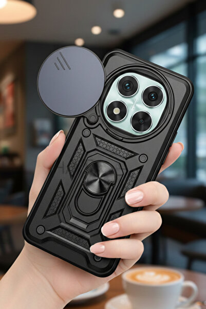 Hatreds Xiaomi Redmi Note 14 Pro Plus Kılıf Sürgülü Lens Korumalı Yüzüklü Sta...