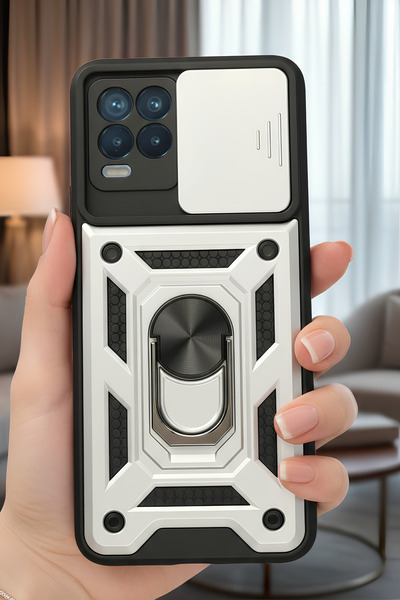 AQUA AKSESUAR Realme 8 Kılıf | Kapak Kızaklı Kamera Korumalı Renkli Tank Kapa...