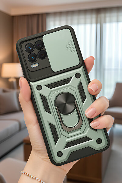 AQUA AKSESUAR Realme 8 Kılıf | Kapak Kızaklı Kamera Korumalı Renkli Tank Kapa...