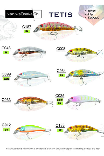 Genel Markalar Naniwa Osaka Shi Tetis 5 cm 4.5 gr Sinking Maket Yem