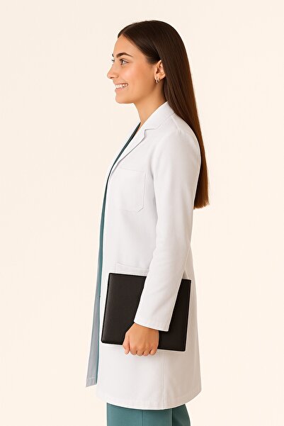 Vatan Tekstil Kadın Klasik Yaka Alpaka Kumaş Slim Fit Önlük, Doktor, Öğretmen, Hemşire, Stajyer, Çalışma Önlüğü