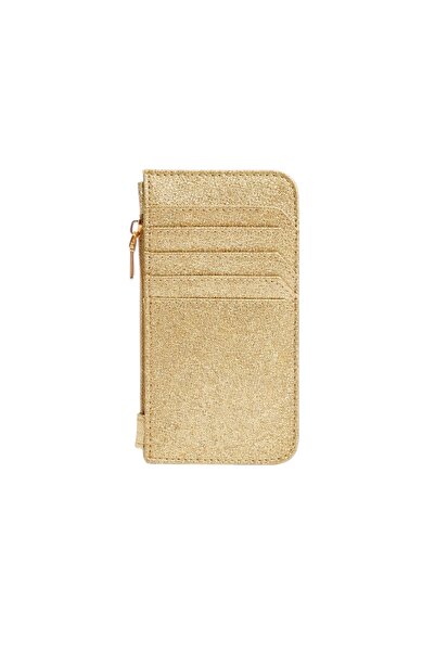 stravis Italian Silvery Gold Zipper Detailed Card Holder