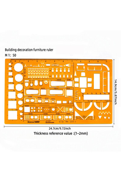 Choice مسطرة دائرية بيضاوية متينة من الراتنج K، تصميم أثاث، قالب رسم معماري، ...