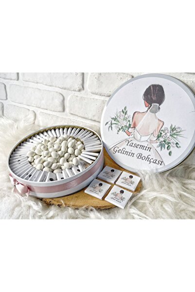Sweet Story 150 Adet+200 Gr Drajeli Gelin Temalı İsme Özel Gelin Bohçası-Söz-...