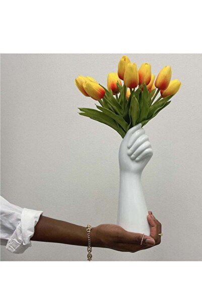 Arabest White Ceramic Vases Hand Bud Flower Vase for Decor Hhydroponic Floral...
