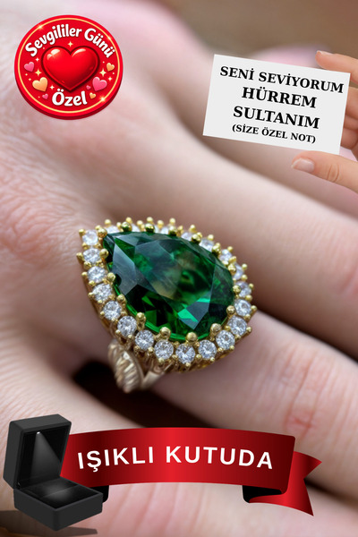 CARAT STONE IŞIKLI KUTUDA 925 ayar gümüş Hürrem Sultan Yüzük