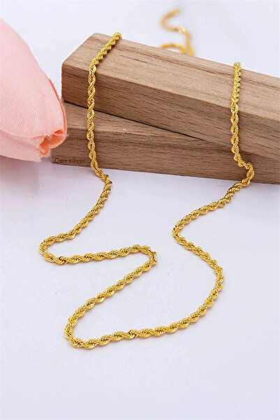 Milenyum Halat Zincir 14 Ayar Altın Kaplama Kolye 925 Ayar Gümüş Unisex Kolye