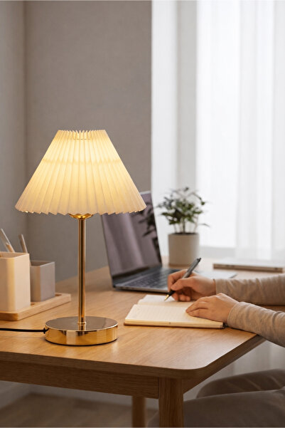 HOMİNG Pileli Gold Ayak Abajur 242310