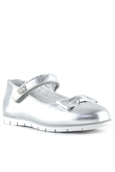 Rakerplus Genuine Leather Silver Stone Velcro Girls' Ballerinas