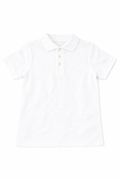 OEM Tricou scoala cu maneca scurta, BAIETI, tip polo, ALB
