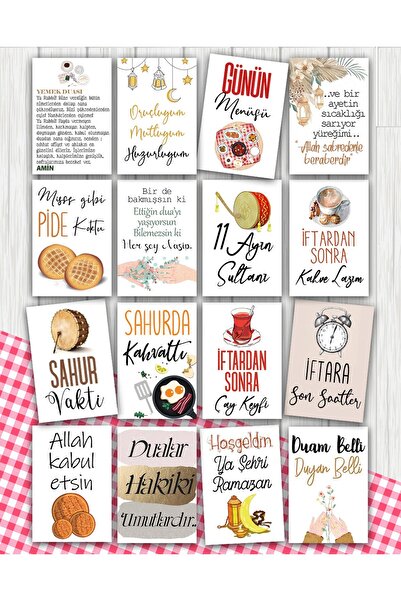 Pankart Evi 16 Adet Ramazan Motto Sunum Kahve Kart Seti