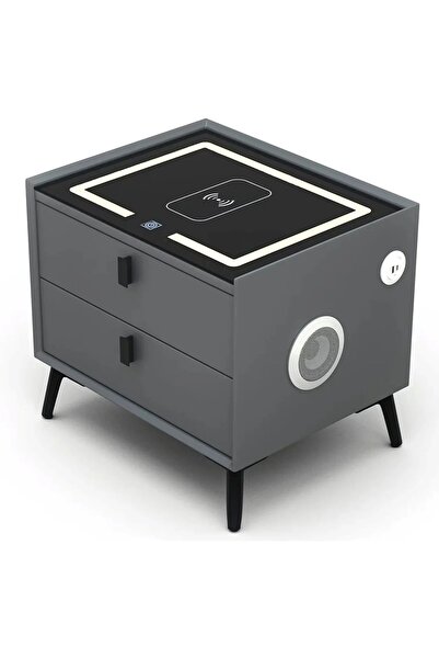 EMATTEIRO Noptieră Inteligentă Gri 50x40x46cm, Încărcare Telefon, Senzor , Bo...