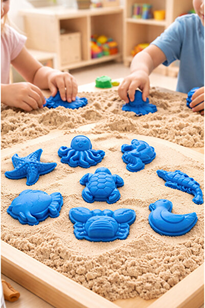 Genel Markalar Kinetik Kum Kalıbı Deniz Hayvanları - Mavi Renkli Oyun Hamuru ...