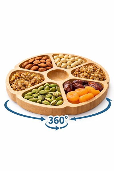 Bambum Pincho Mini Bölmeli Dönen Çerezlik Sunum Tabağı Servis