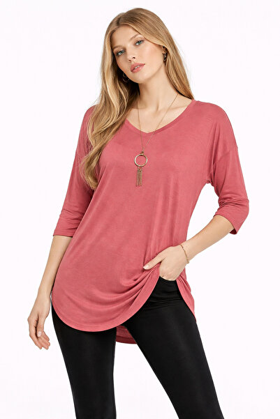 modavingo Γυναικεία μπλούζα αποξηραμένο τριαντάφυλλο Loose Cut Basic