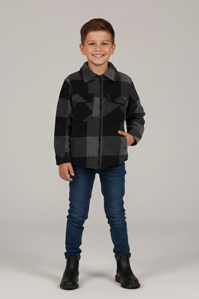 Mutlu Kids KAPAK CEPLİ FERMUARLI ODUNCU GÖMLEK