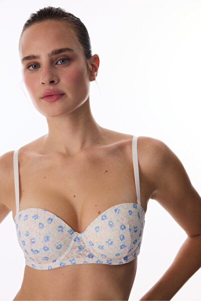 Penti Off-White Pop up Supported Floral Lace Lace Bra