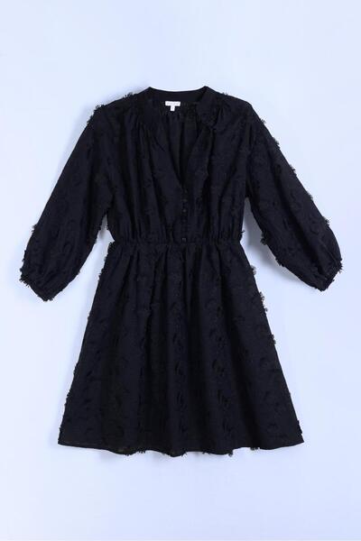 By Mare Style Camile Black Floral Embroidered Cotton Brode Dress