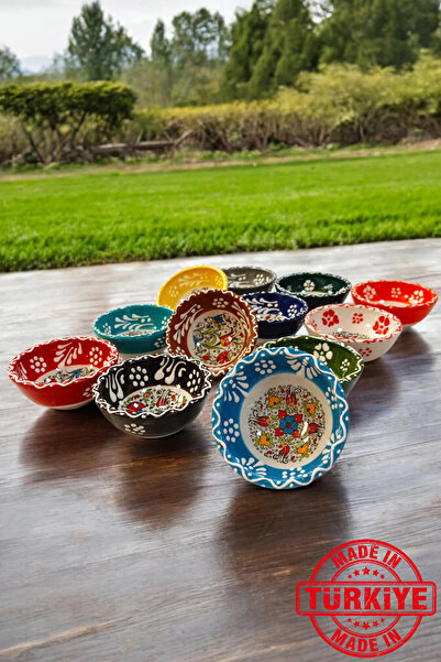 Otogar Çini طقم كوتاهيا من 12 قطعة من أوعية السيراميك للوجبات الخفيفة والصلصا...