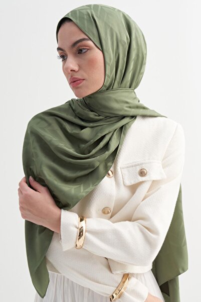carell Baklava Desen Pamuk İpek Şal Orman Yeşili