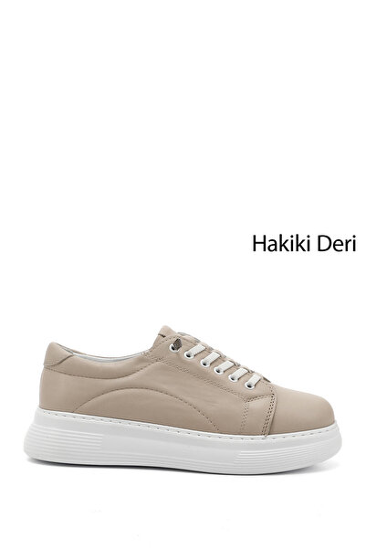 GÖNDERİ(R) Жіночі бежеві гумові шнурівки Comfort Справжня шкіра Кросівки