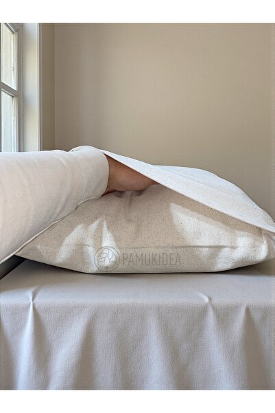 pamukidea 2 Pieces| 100% Cotton Vintage Buldan Linen Pillow Case Simple Plain Throw Pillow Face Square & Rectangle